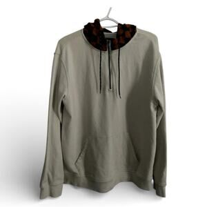 Original Use Men's 1/4 Zip Hoodie Sweatshirt L Gray Black Cotton Blend Pullover